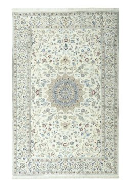 Full view of 2000s Nain rug from Iran / Persia, 313 × 203 cm in Beige tones
