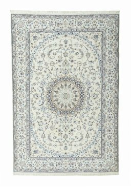 Full view of 2000s Nain rug from Iran / Persia, 300 × 202 cm in Beige tones