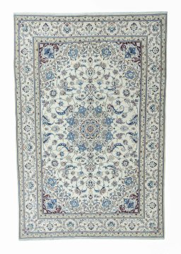 Full view of New Nain rug from Iran / Persia, 366 × 247 cm in Beige tones