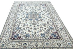 Surface texture of New Nain rug with natural Wool and intricate pattern