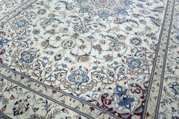 Close-up detail of New Nain rug from Iran / Persia showing Wool weave