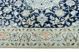 Full view of 2000s Nain rug from Iran / Persia, 206 × 122 cm in Blue tones