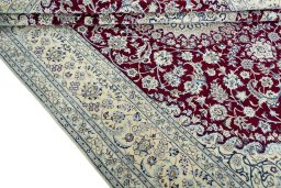 Close-up detail of 2000s Nain rug from Iran / Persia showing Wool weave