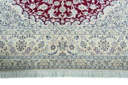 Full view of 2000s Nain rug from Iran / Persia, 357 × 246 cm in Red tones