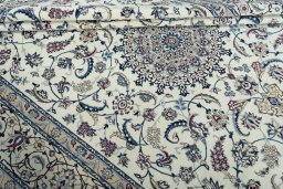 Close-up detail of New Nain rug from Iran / Persia showing Wool weave