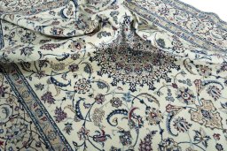 Surface texture of New Nain rug with natural Wool and intricate pattern