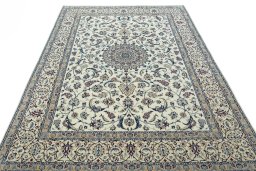Surface texture of New Nain rug with natural Wool and intricate pattern