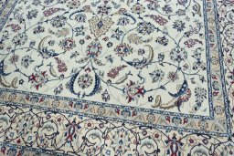 Close-up detail of New Nain rug from Iran / Persia showing Wool weave