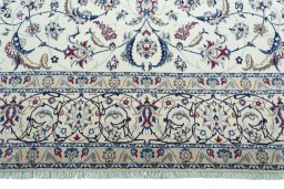 Full view of New Nain rug from Iran / Persia, 347 × 250 cm in Beige tones