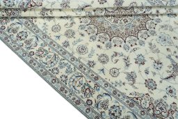 Close-up detail of 2000s Nain rug from Iran / Persia showing Wool weave