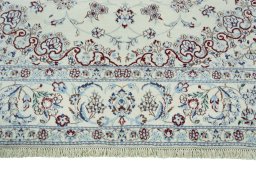Full view of 2000s Nain rug from Iran / Persia, 307 × 210 cm in Beige tones