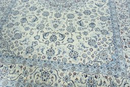 Close-up detail of 2000s Nain rug from Iran / Persia showing Wool weave