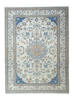 Full view of New Nain rug from Iran / Persia, 341 × 256 cm in Beige tones
