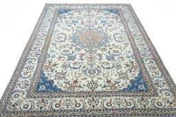 Surface texture of New Nain rug with natural Wool and intricate pattern