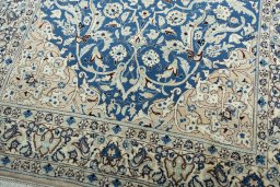 Close-up detail of 1950s Nain rug from Iran / Persia showing Cork weave