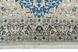 Full view of 1950s Nain rug from Iran / Persia, 175 × 112 cm in Blue tones