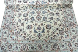 Close-up detail of New Nain rug from Iran / Persia showing Wool weave