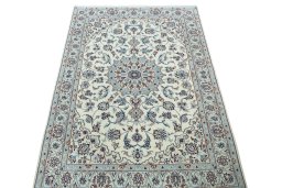 Surface texture of New Nain rug with natural Wool and intricate pattern