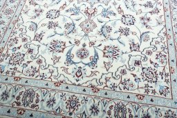 Close-up detail of New Nain rug from Iran / Persia showing Wool weave