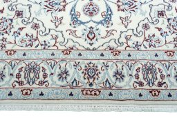 Full view of New Nain rug from Iran / Persia, 204 × 137 cm in Beige tones