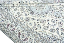 Close-up detail of 2000s Nain rug from Iran / Persia showing Wool weave