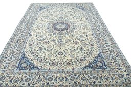 Surface texture of New Nain rug with natural Wool and intricate pattern