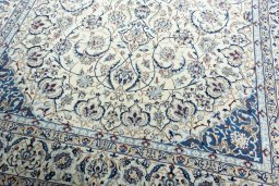 Close-up detail of New Nain rug from Iran / Persia showing Wool weave