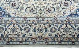 Full view of New Nain rug from Iran / Persia, 384 × 255 cm in Beige tones