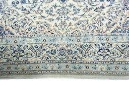 Full view of 2000s Nain rug from Iran / Persia, 380 × 255 cm in Beige tones