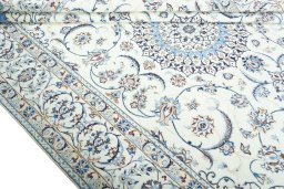 Close-up detail of New Nain rug from Iran / Persia showing Wool weave