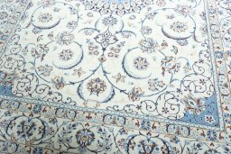 Close-up detail of New Nain rug from Iran / Persia showing Wool weave