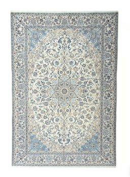 Full view of 2000s Nain rug from Iran / Persia, 300 × 205 cm in Beige tones