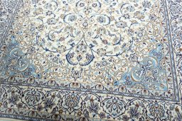 Close-up detail of 2000s Nain rug from Iran / Persia showing Wool weave