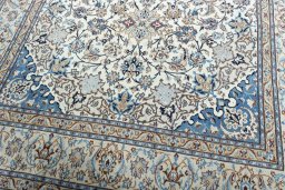 Close-up detail of 2000s Nain rug from Iran / Persia showing Wool weave