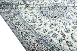 Close-up detail of New Nain rug from Iran / Persia showing Wool weave