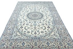 Surface texture of New Nain rug with natural Wool and intricate pattern