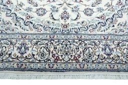 Full view of New Nain rug from Iran / Persia, 353 × 242 cm in Beige tones