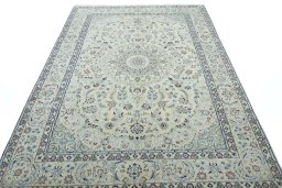 Surface texture of New Nain rug with natural Wool and intricate pattern