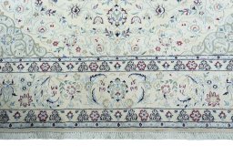 Full view of New Nain rug from Iran / Persia, 301 × 198 cm in Beige tones