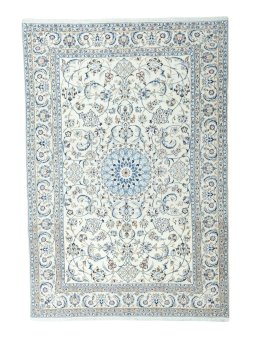 Full view of New Nain rug from Iran / Persia, 360 × 245 cm in Beige tones