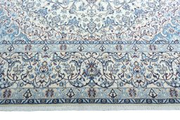 Full view of 2000s Nain rug from Iran / Persia, 432 × 303 cm in Beige tones