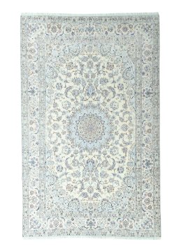 Full view of 2000s Nain rug from Iran / Persia, 380 × 240 cm in Beige tones