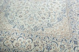 Close-up detail of 2000s Nain rug from Iran / Persia showing Wool weave