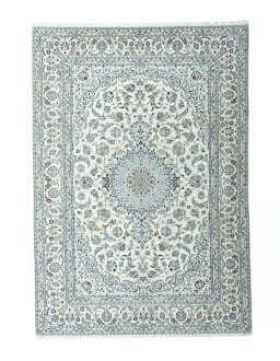 Full view of 2000s Nain rug from Iran / Persia, 350 × 243 cm in Beige tones