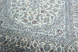 Close-up detail of 2000s Nain rug from Iran / Persia showing Wool weave