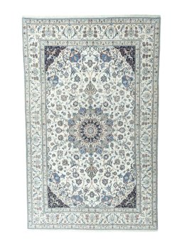 Full view of New Nain rug from Iran / Persia, 342 × 204 cm in Beige tones