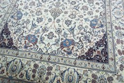 Close-up detail of New Nain rug from Iran / Persia showing Cork weave