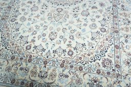 Close-up detail of 2000s Nain rug from Iran / Persia showing Wool weave