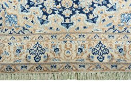 Full view of 2000s Nain rug from Iran / Persia, 175 × 117 cm in Blue tones