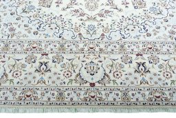 Full view of New Nain rug from Iran / Persia, 405 × 302 cm in Beige tones